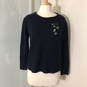 Zara knit top box Sz S Navy Blue